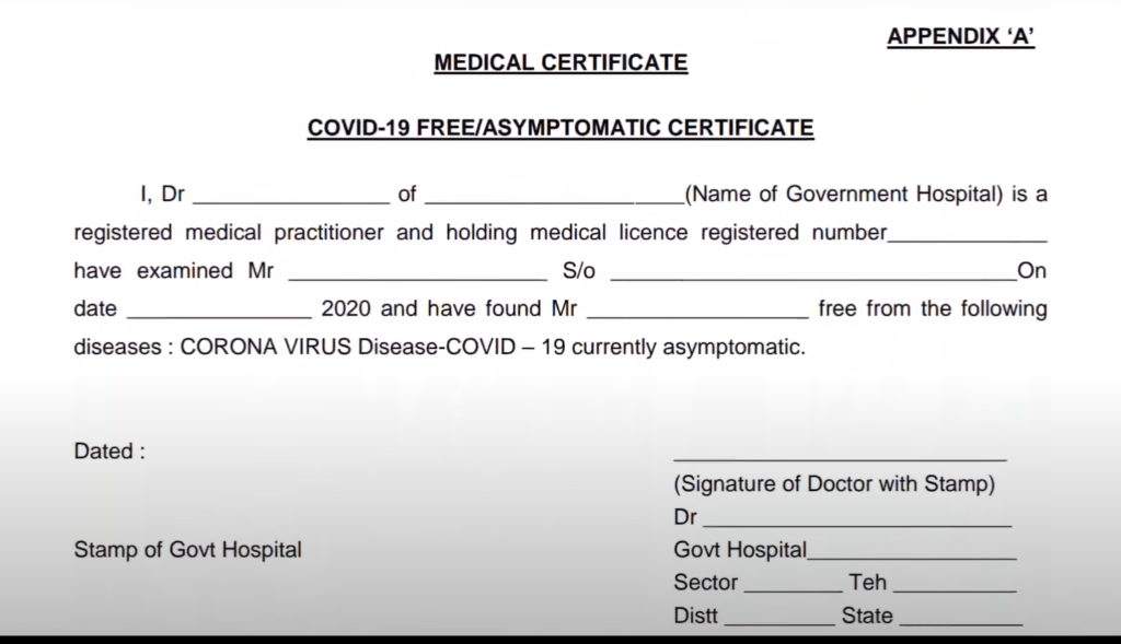 Army bharti Covid-19 Protocols Appendix -A