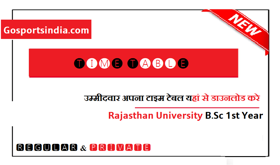 B.Sc 1st Year Time Table Rajasthan University