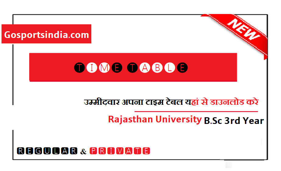 B.Sc 3rd Year Time Table Rajasthan University