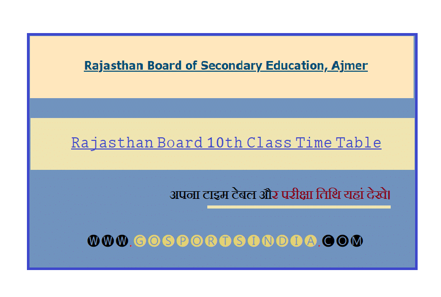 RBSC 10th Class Time Table