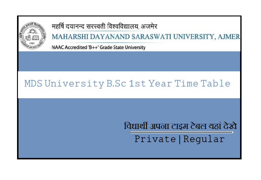 MDSU BSc 1st Year Time Table