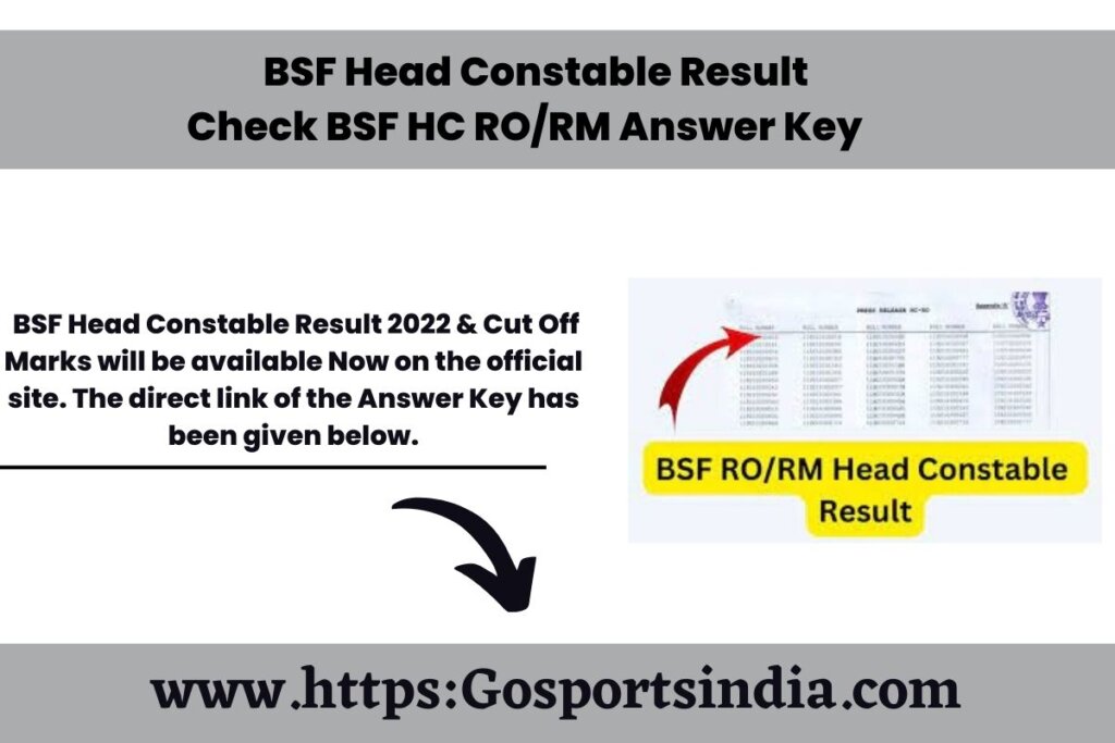 BSF Head Constable Result 2022। Check BSF HC RO/RM Answer Key