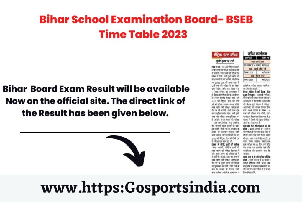 Bihar Board Time Table 2023