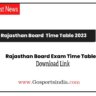 Rajasthan Board Time Table 2023