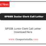 GPSSB Junior Clerk Call Letter