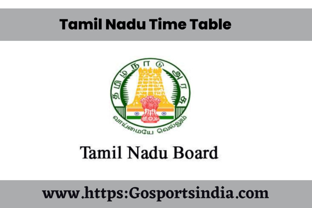 TN 6th Exam Time Table